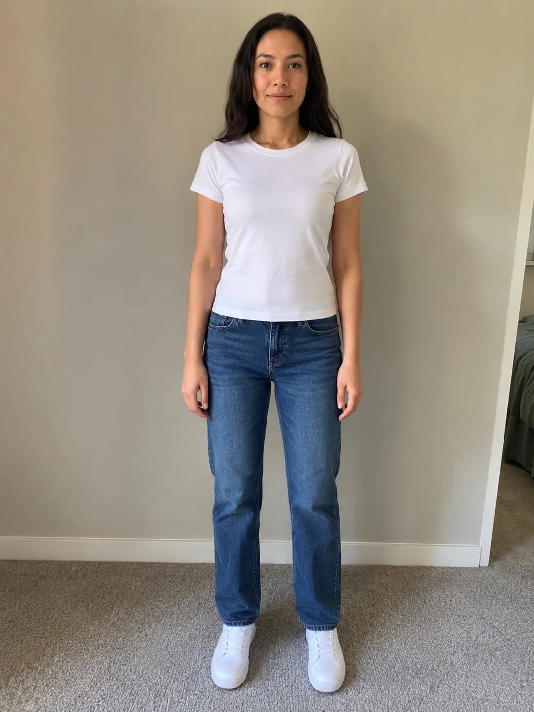 AI-generated example person wearing a neutral outfit